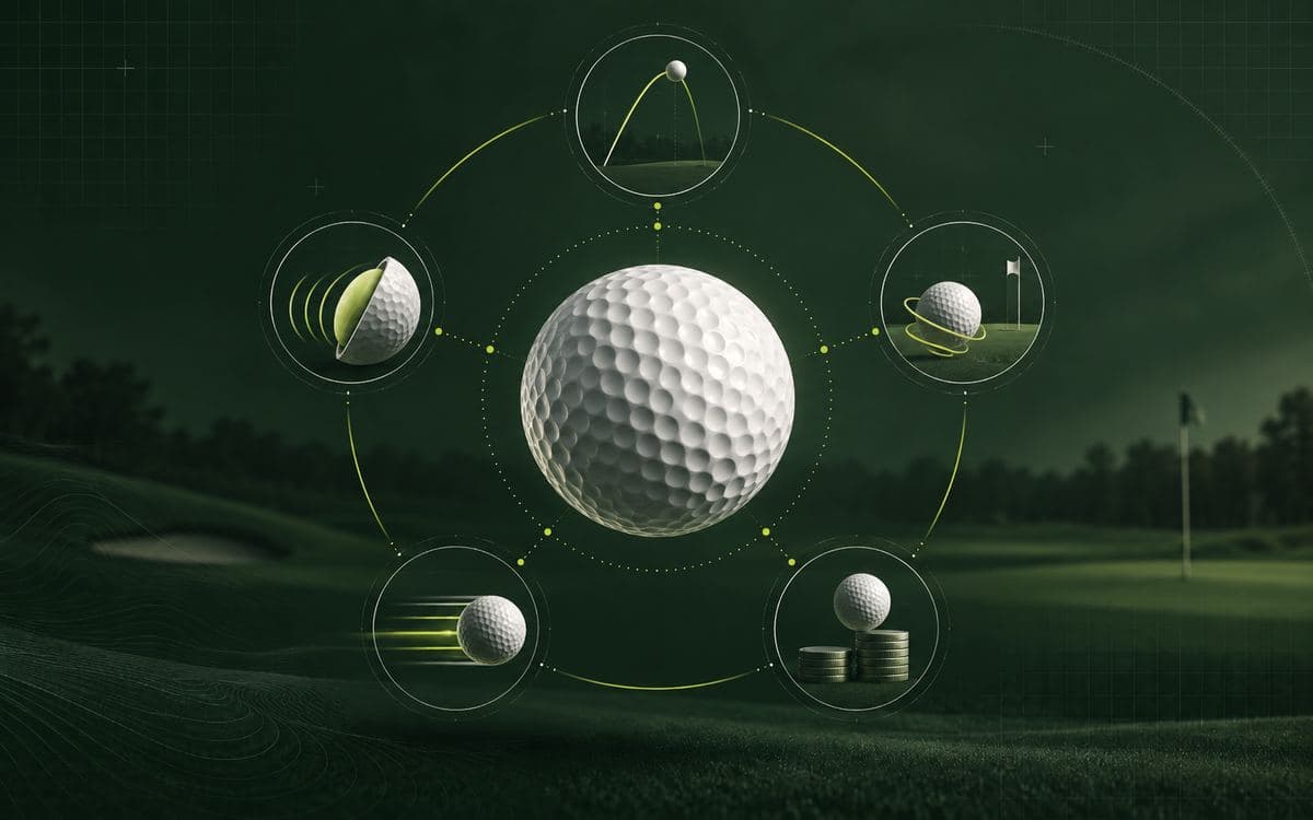 Central benchmark golf ball connected to alternative performance profiles.